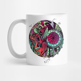 Blue Red Blend Skull and Dreamcatcher Circle Mug